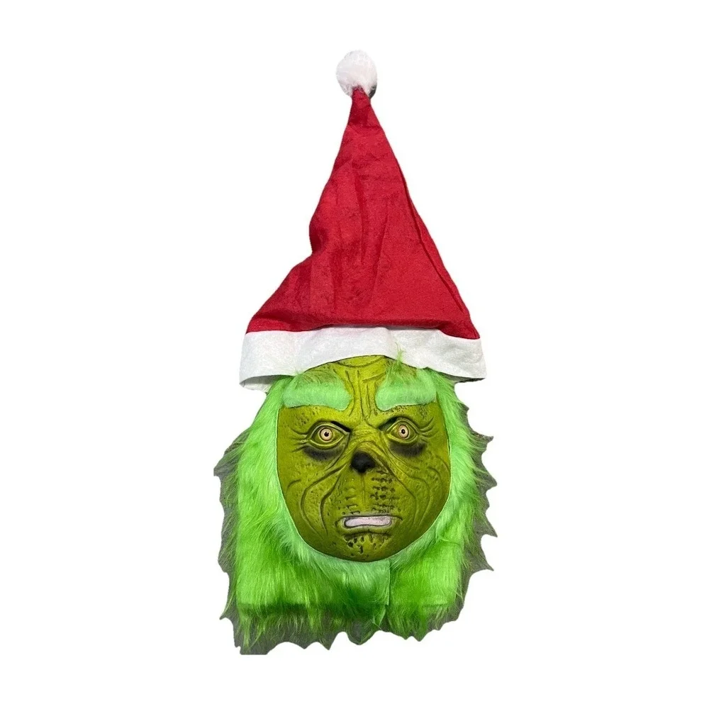 The Grinch Mask With Santa Hat Deluxe Cosplay Costume Christmas Holiday Adult